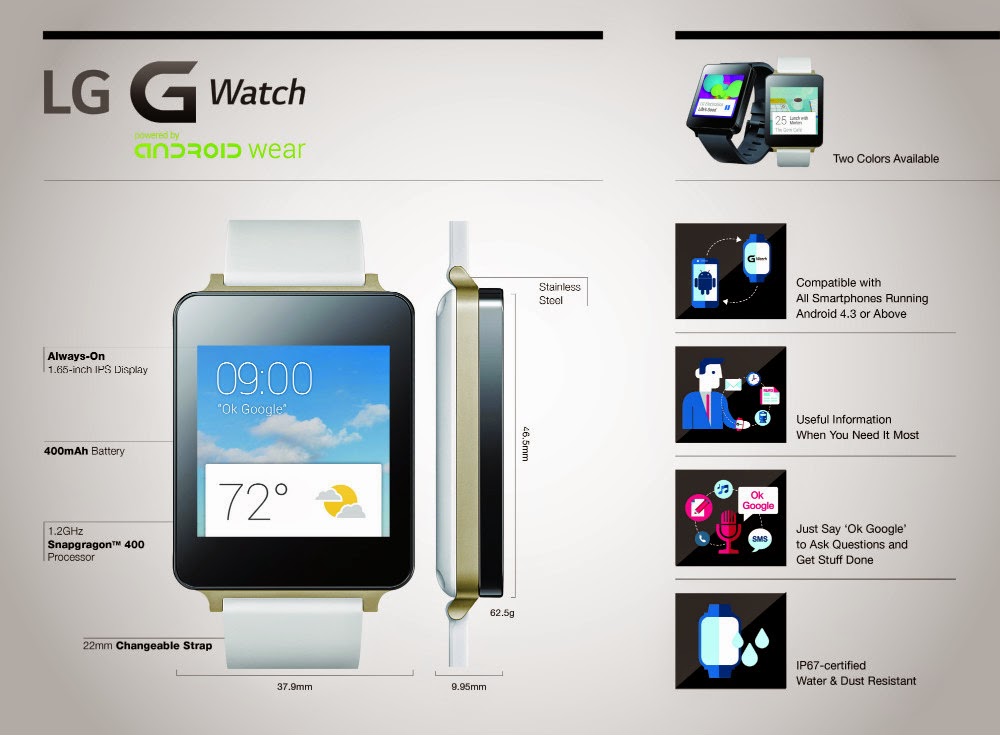 LG SmartWatch - LG G Watch Features and Specifications