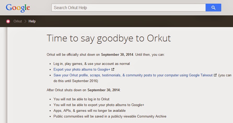 orkut shut down