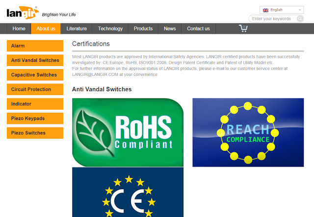 Langir is now ROHS, ISO 9001:2008, CE, REACH, CB and CCC certified