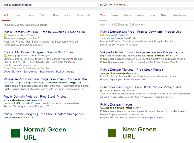Google is testing new green color for URLs for Search Results
