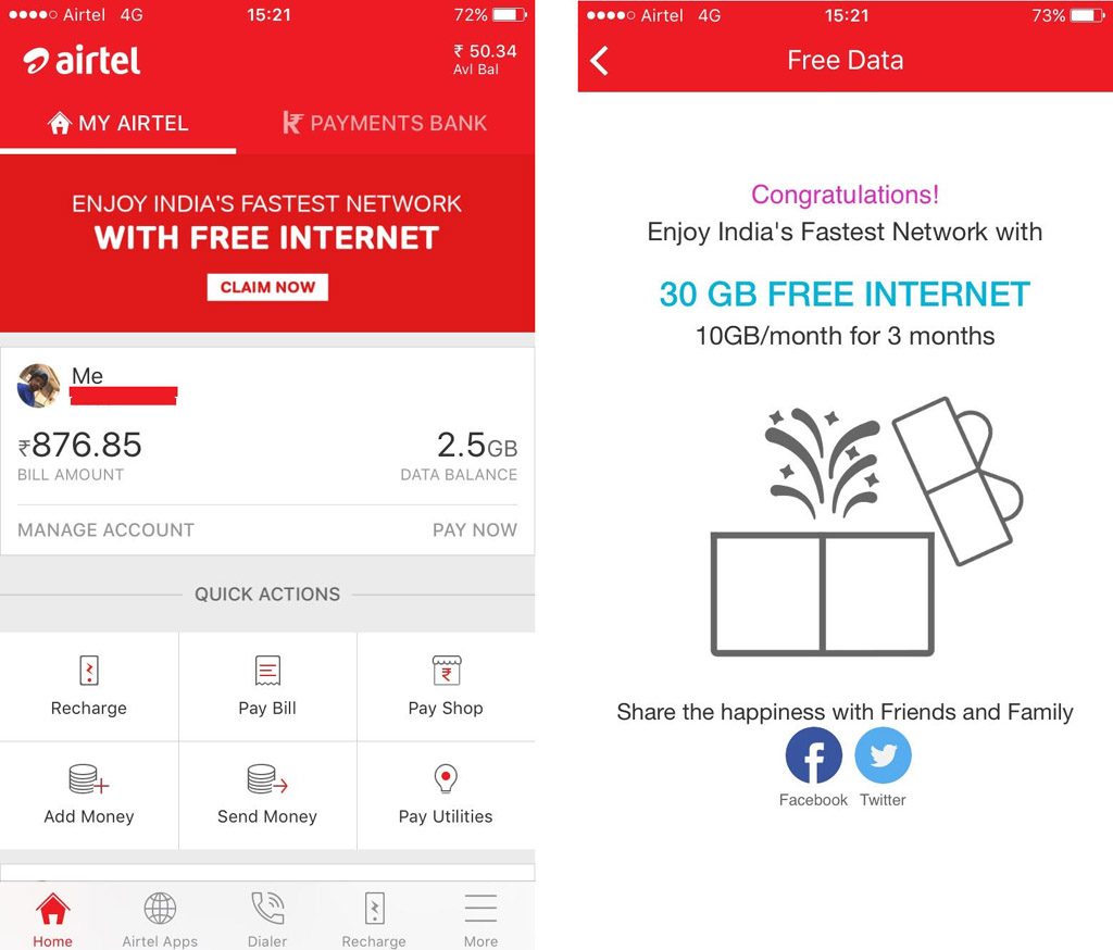 airtel free data - airtel vs jio