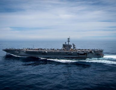 The aircraft carrier USS Theodore Roosevelt (CVN 71) transits the Pacific Ocean. Theodore Roosevelt is underway conducting a tailored ship’s training availability off the coast of California.